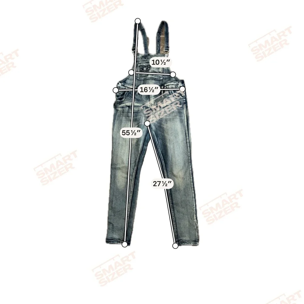 YMI Womens Slim Fit Acid Wash Denim Overalls Distressed Blue Size 13 Y2K Grunge